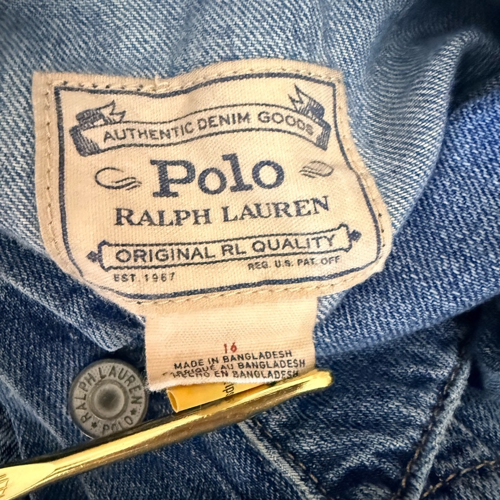 Ralph Lauren POLO Signature Logo Trucker Jean Jacket Size 16 Junior - Picture 13 of 16